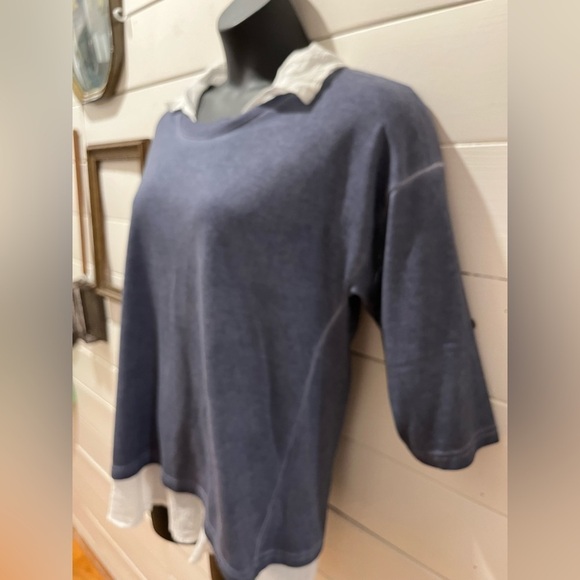 Claire France two-piece set: white blouse and a blue sweater size 1x - Picture 4 of 8